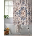 thumbnail image 2 of Split Shower Curtain for Transfer Bench, Blue Boho Vintage Fabric Shower Curtains for Bathroom, Southwestern Ethnic Mexican Flowers Tub Sliding Transfer Bench Waterproof Bath Curtains 72"x78", 2 of 9