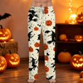 thumbnail image 2 of Domzest Halloween Pajama Pants Men Pumpkin Ghost Bat Graphic Drawstring Elastic Waisted Sleepwear Wide Leg Funny Pajama Bottoms Complexion S, 2 of 6