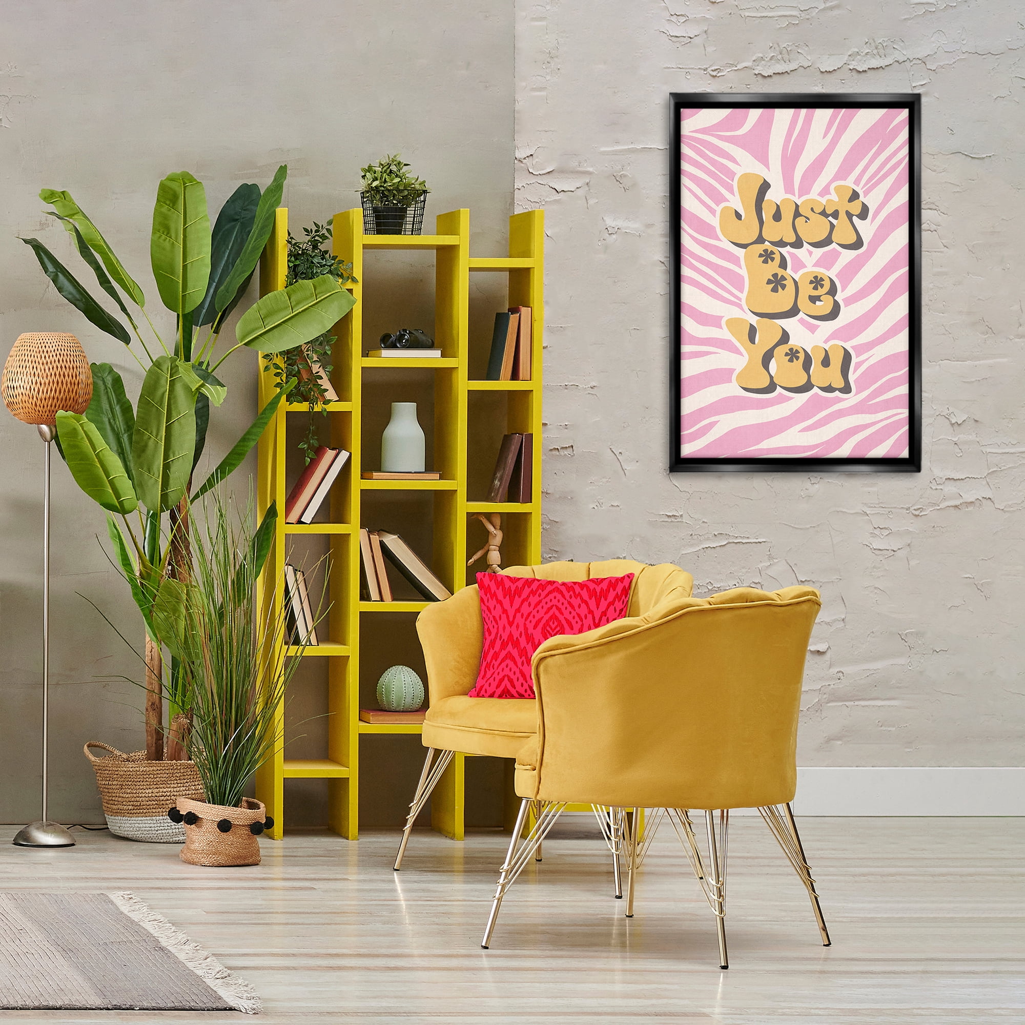 Stupell Industries Just Be You on Zebra Text & Numbers Painting Black Floater Framed Canvas Art Print Wall Art, 21 x 31