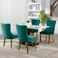 thumbnail image 5 of JESTOP Velvet Dining Chair Set of 6, Upholstered Tufted Dining Room Chair with Nailhead Trim and Solid Gold Plated Leg for Kitchen (Green), 5 of 8
