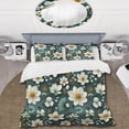 thumbnail image 2 of Designart "Tealvory Seabreeze Florals II" Floral Bedding Covert Set - Cottage Bed Set With 2 Shams, 2 of 5