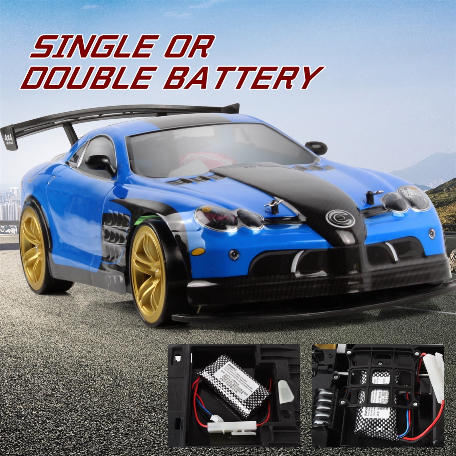Fridja 1:10 70km/h 2.4G RC Car 4WD Double Battery High Power LED Headlight Racing Truck