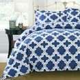 thumbnail image 4 of Superior 3 Piece Navy Blue Trellis Down Alternative Comforter Set, King/Cal King, 4 of 5