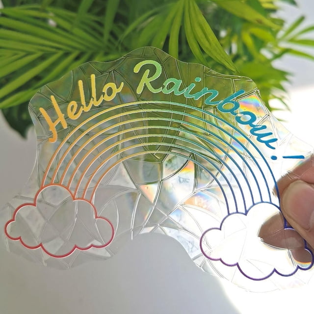 Calcomanía de ventana arco iris perfecl Decoración dormitorio 13cmx9cm