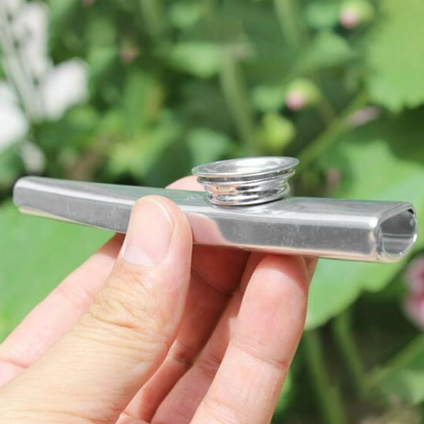 Flautas de boca de instrumento musical de viento de madera Kazoos de metal para principiantes (plata)