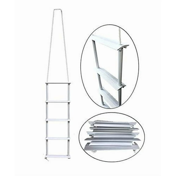 Pactrade Marine Inflatable Boat Kayak 5-Step White Folding PE Rope PVC Ladder for Emergency