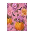 thumbnail image 2 of 54x54 Inch Tablecloth Polyester Square Tablecloth for Home Kitchen Dinner Decor Pink Flowers and Pumpkins, 2 of 9