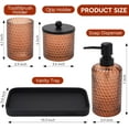 thumbnail image 6 of Bathroom Accessories Set,4 Pcs Amber Glass Bathroom Accessories Sets-Lotion Soap Dispenser,Toothbrush Holder,Qtip Holder Dispenser & Resin Vanity Tray,Countertop Vanity Organizer,Amber, 6 of 14