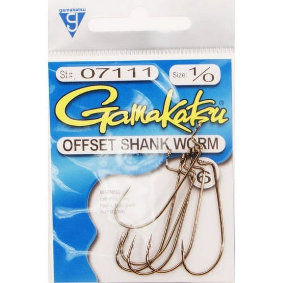 Gamakatsu Worm Offset Bronze Size 1/0 6pk