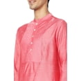 thumbnail image 5 of In-Sattva Men's Indian Embroidered Placket and Yoke Festive Long Kurta Tunic; Salmon Pink; XXL, 5 of 5