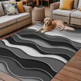 thumbnail image 2 of Fsddascl Black Stripes Outdoor Rug for Patio/Deck/Porch, Non-Slip Large Area Rug 6 x 9 Ft, Modern Simple Greyish Gradient Lines Indoor Outdoor Rugs Washable Area Rugs, Reversible Camping Rug Carpet, 2 of 5