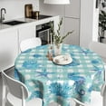 thumbnail image 2 of Nautical Coastal Round Tablecloth 60 Inch Summer Starfish Seashell Circle Table Cloth Ocean Blue Coral Stain Resistant Table Cover for Kitchen Dining Picnic Party Weddings Indoor Outdoor Decor, 2 of 6