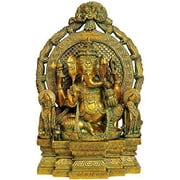 Ganesha Seated in Maharaja Lila Asana - Brass Statue