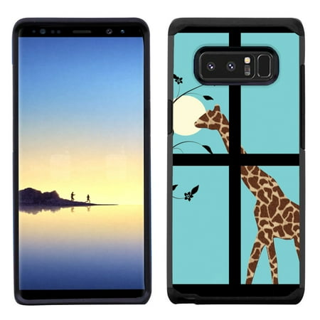 Giraffe Folded Note - Dual Layer case for Samsung Galaxy Note 8, OneToughShield ® Shock Abosrbing Hybrid Bumper Case (Black) - Moon Giraffe