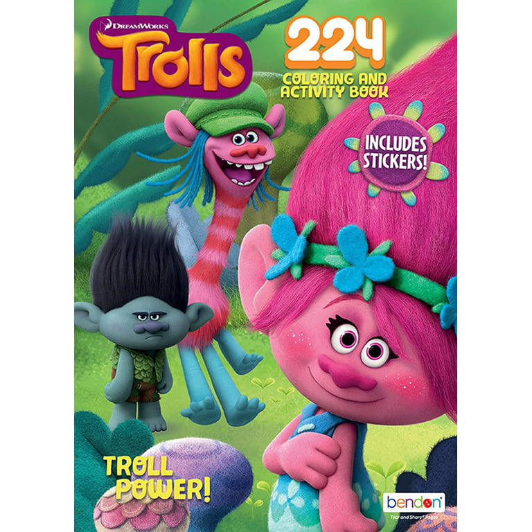Kids Trolls Carry Along Coloring Set Drawing Activity 5 Colours 64 Sheet 