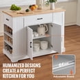 thumbnail image 5 of VEVOR Kitchen Island Cart, 46" Wood Top Breakfast Bar with Storage Cabinet, Farmhouse Kitchen Table with Adjustable Shelf, Drawer, for Dining Kitchen Living Room, White, 5 of 9