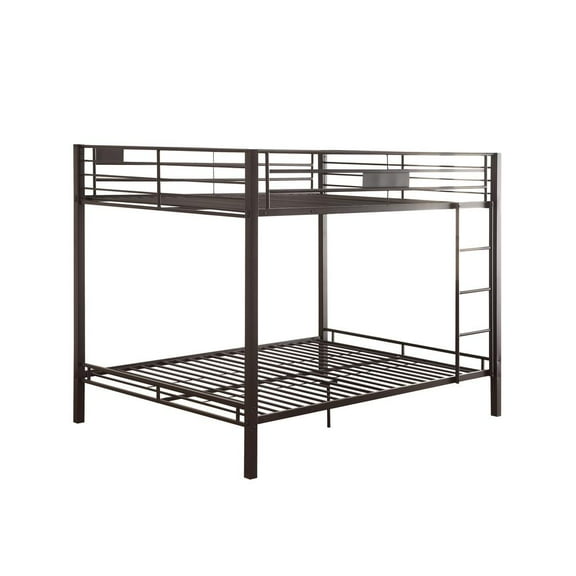 ACME Kaleb Metal Frame Queen Over Queen Bunk Bed with Ladder in Sandy Black