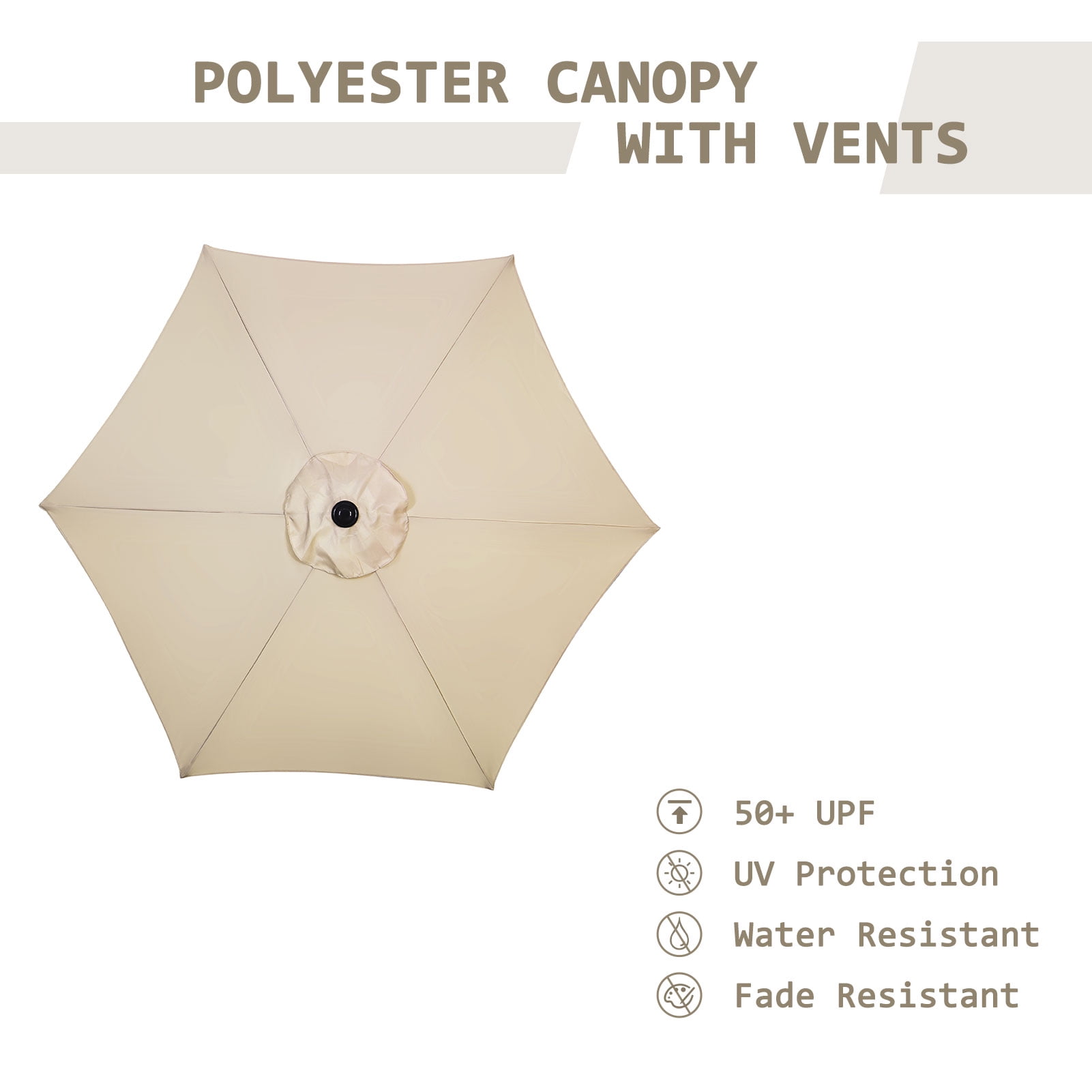 Autlaycil 7.5 FT Patio Umbrella, Push Button Tilt Market Umbrella, Crank and Sturdy Ribs for Garden, Deck, Backyard, Pool, Beige