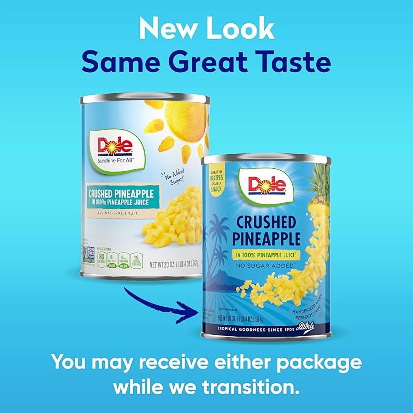 (12 pack) Dole Crushed Pineapple in 100% Pineapple Juice, 20 oz Can