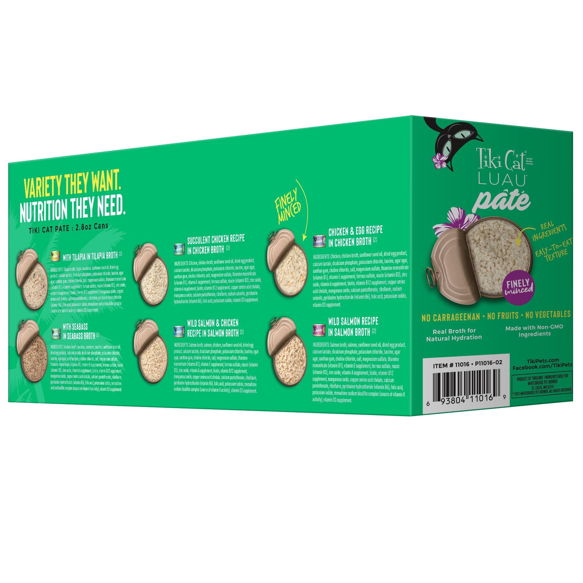 Tiki Cat Luau Pate Wet Cat Food, Variety Pack, 2.8 oz. Can (12 Count)