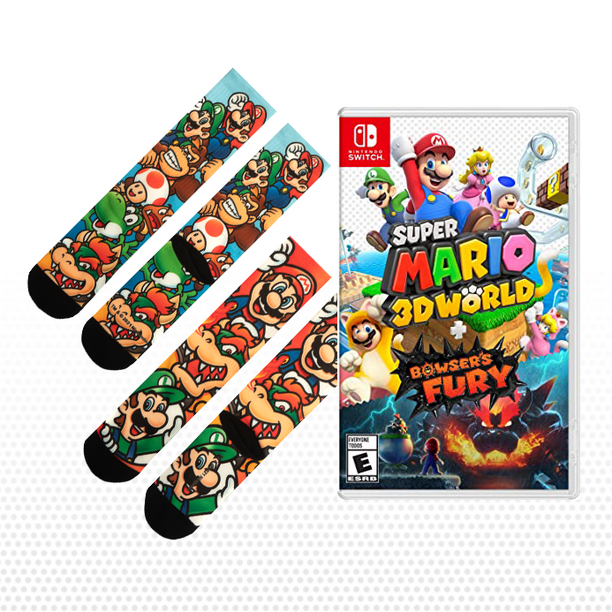 Super Mario 3d World Bowser S Fury 2 Pairs Of Mario Socks Walmart Com