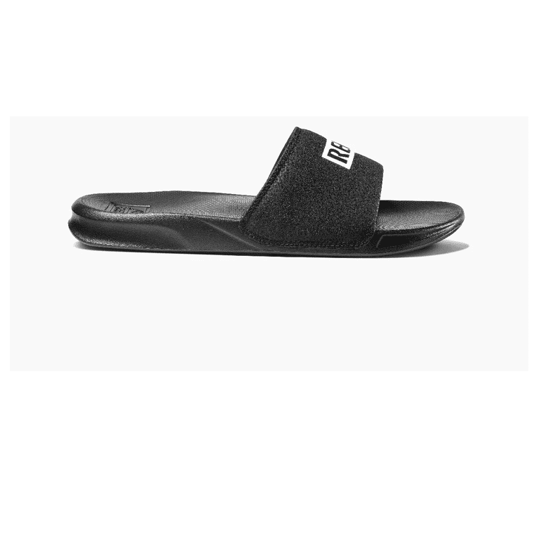 Reef Men’s Black Slide Sandals with Logo Reef One Slide Logo Sandals Mens Black White | Boardparadise.com main image 3