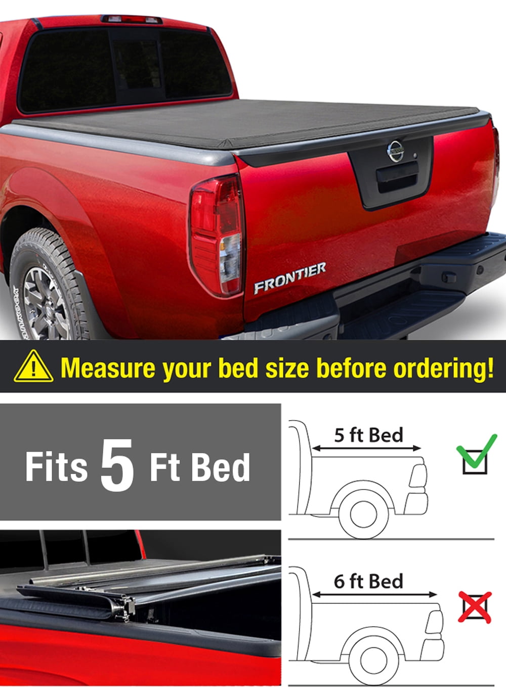 Soft TriFold Truck Bed Tonneau Cover for 20052019 Nissan Frontier