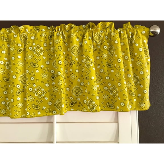 Cotton Window Valance Floral Paisley Bandanna Print 58 Inch Wide Yellow