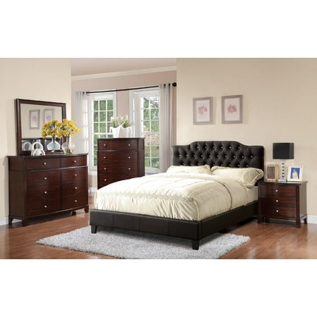 Bedroom Ideas With Black Furniture Modern Bedroom Furniture Relax Arched Shaped Tufted Black Polyfiber HB Full Size bed w Matching Dresser Mirror Nightstand 4pc Set ()