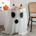thumbnail image 4 of Hvmvliv Ghost Tablecloth 59x78in Halloween Tablecloth Web Pumpkin Tablecloth Holiday Table Cloth Printed Flower Tea Table Decorative Tablecloth Suitable for Indoor Outdoor Halloween Decoration White, 4 of 9