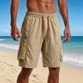 thumbnail image 3 of Beach Shorts for Men Summer Casual Elastic Waist Straight Leg Loose Fit Knee Length Cargo Shorts with Pockets, 3 of 6