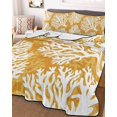 thumbnail image 3 of Quilts Twin XL Size, Yellow Orange Coastal Coral Soft Comforter Bedding Set for Bed, Summer Nautical Sea Beach Ocean Lightweight Quilted Bedspread with Pillow Cover(2 Pieces) All Season, 68x98 Inch, 3 of 9