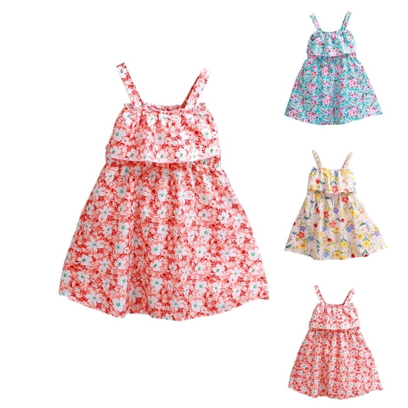 YHAJDS Baby Girl Sleeveless Dress Floral Print Spaghetti Strap Casual Summer Top
