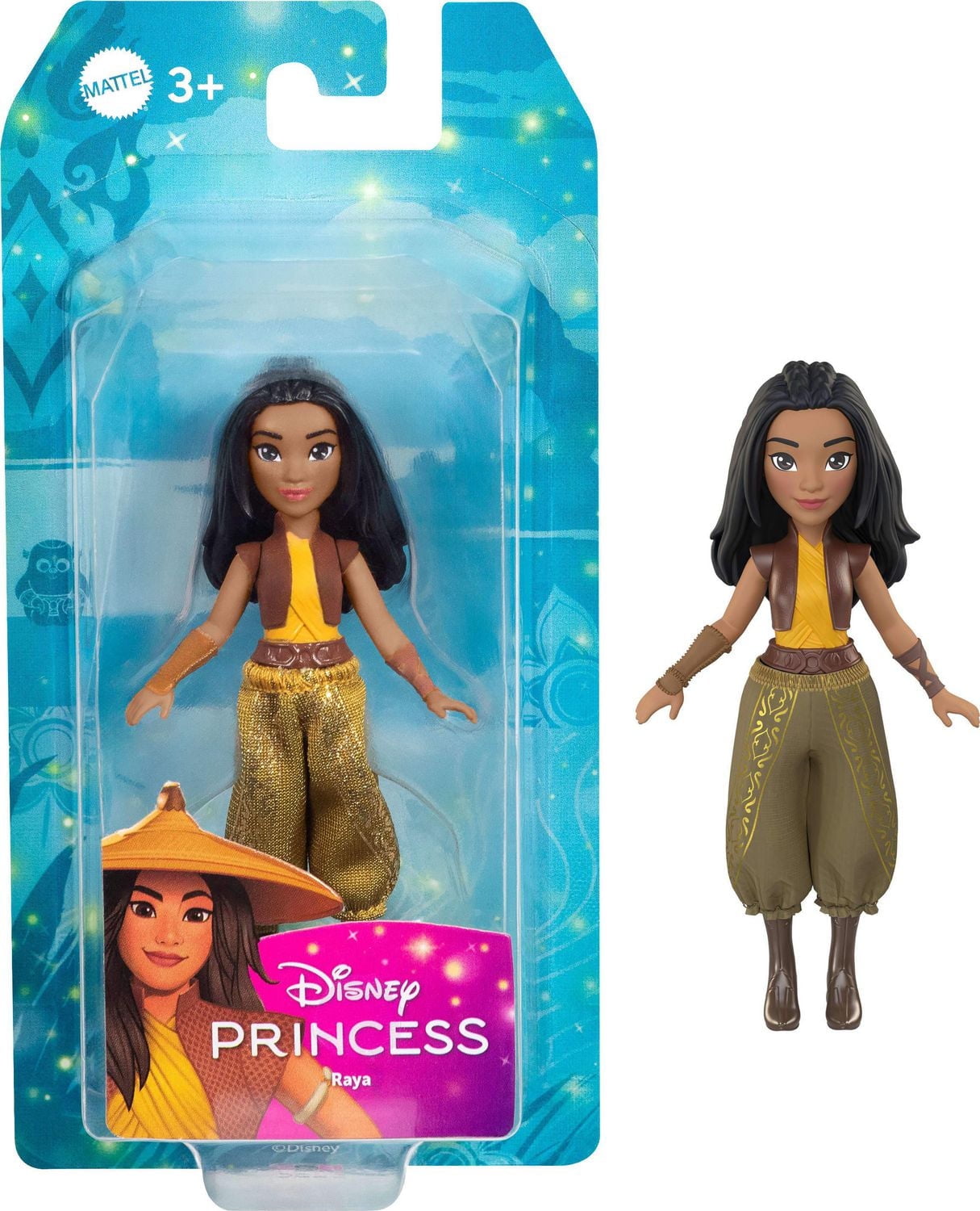 Disney Princess Raya Posable Small Doll in Shiny Outfit with Removable Pants, Inspired by Movie