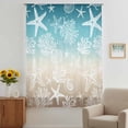 thumbnail image 2 of Teal Ombre Coastal Sheer Curtains 63 Inches Long, Sea Nautical Summer Beach Starfish Coral Light Filering Curtains, Breathable Simi Curtain Privacy Drapes for Living Room Bedroom Window Treatment, 2 of 9