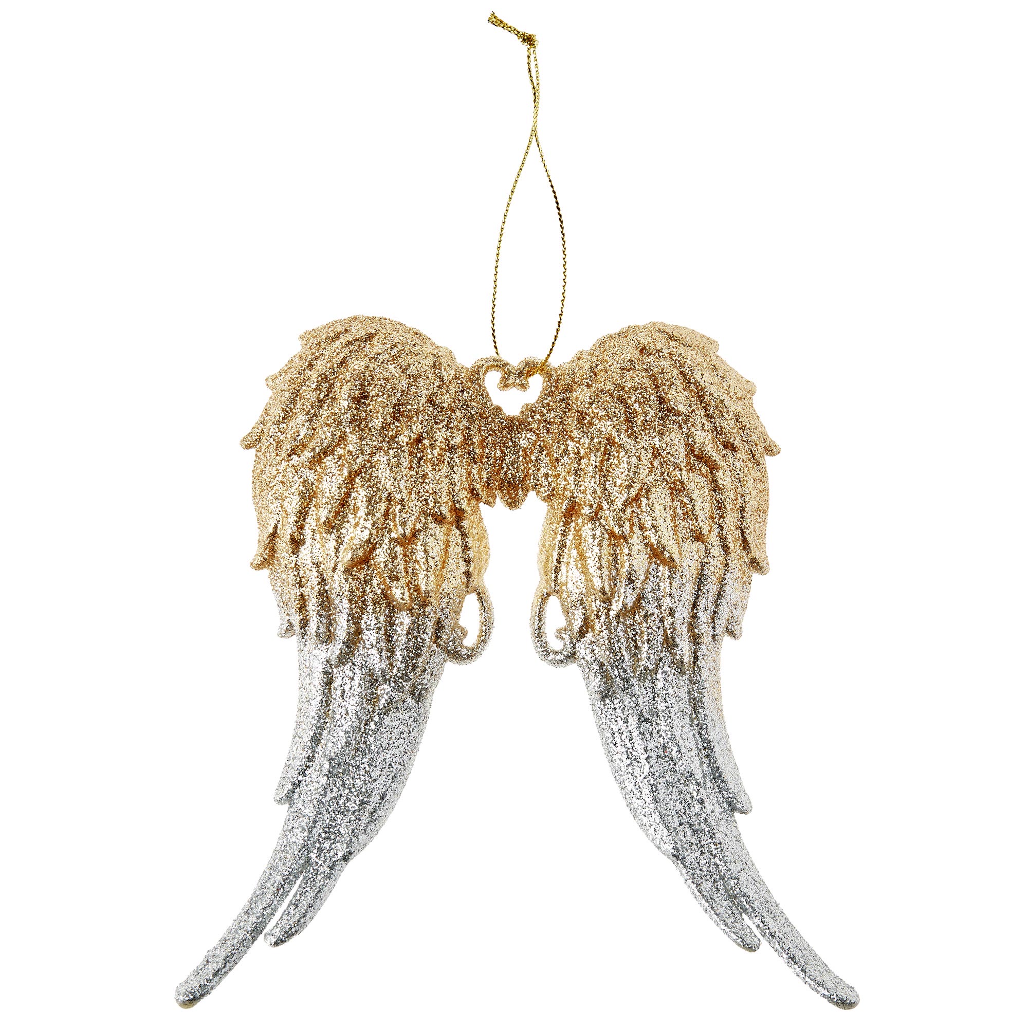 Holiday Time Gold & Silver Angel Wings Christmas Ornaments, 6 Count