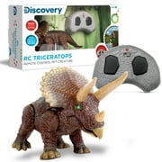 Angle View: Discovery Kids RC Triceratops, LED Infrared Remote Control Dinosaur, Built-in Speakers W/ Digital Sound Effects, 8.75" Long, Includes Glowing Eyes, Life-Like Motion, A Great Toy for Girls/Boy, Orange