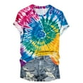 thumbnail image 4 of Hvyesh Tie Dye T Shirts for Women Rainbow Shirts Funny Short Sleeve Tops Casual Going Out Blouses Tee, 4 of 5