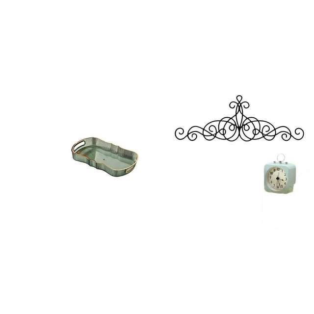Elegante bandeja de tocador y decoración de pared floral de metal para baño, cocina, cafetería, desayuno, almacenamiento y exhibición en interiores y
