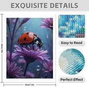 Diamond Art Kits for Adults - 5d Ladybug On Purple Bloom Diamond Painting for Adults, Diamond Art for Adults Beginners, Diamond Painting Kits for Adults for Home Wall Decor