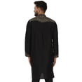 thumbnail image 3 of SKAVIJ Art Silk Kurta for Men Embroidered Indian Crew Neck Party Casual Shirt (Medium, Black), 3 of 5