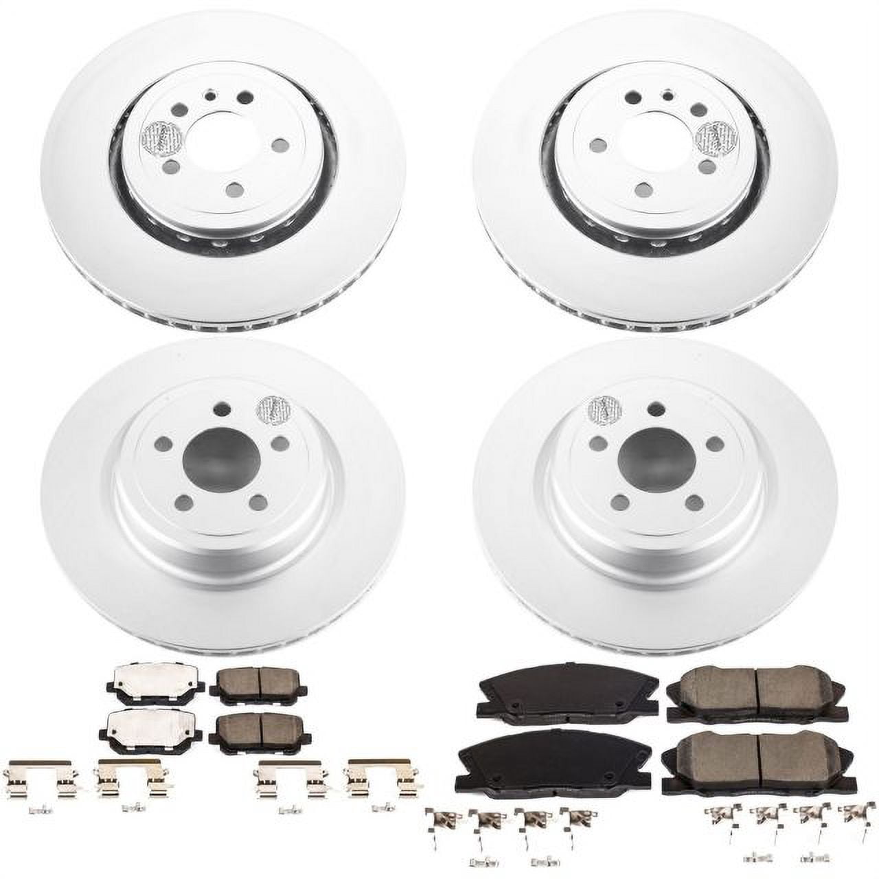 PowerStop Front and Rear Geomet Coated Brake Rotor and Pad Kit Fits: DODGE Select Models CRK7051