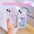 thumbnail image 4 of Compatible with iPhone XR Case Clear with Floral Design for Women Girls,Aesthetic Cute Wavy Flowers Soft Shockproof Cell Phone Cover for XR 6.1 inch (Tulip/Pink), 4 of 9