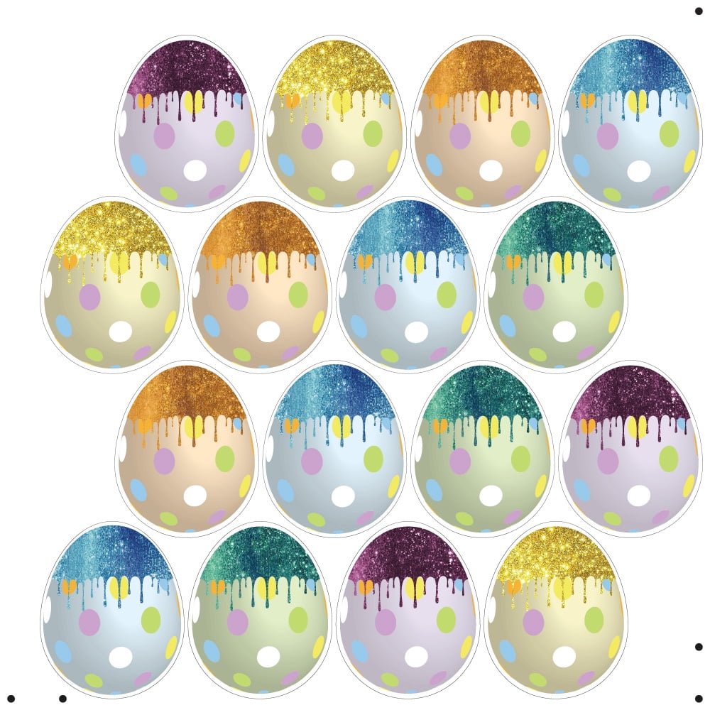 Victory Store Jumbo Multicolor Glitter Easter Eggs For Yard Decor Set 19144