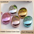 thumbnail image 2 of 5 Colors Pebble Contact Lens Case Cosmetic Case Portable Ultra-thin Mirror Simple Contact Lens Companion Box Travel Storage Box B-Dark Blue, 2 of 6