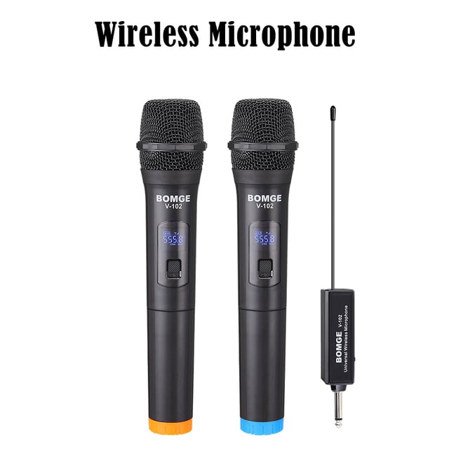 V-102 2pcs Micrófono inalámbrico Reproductor de KTV Canto Micrófono de voz con receptor