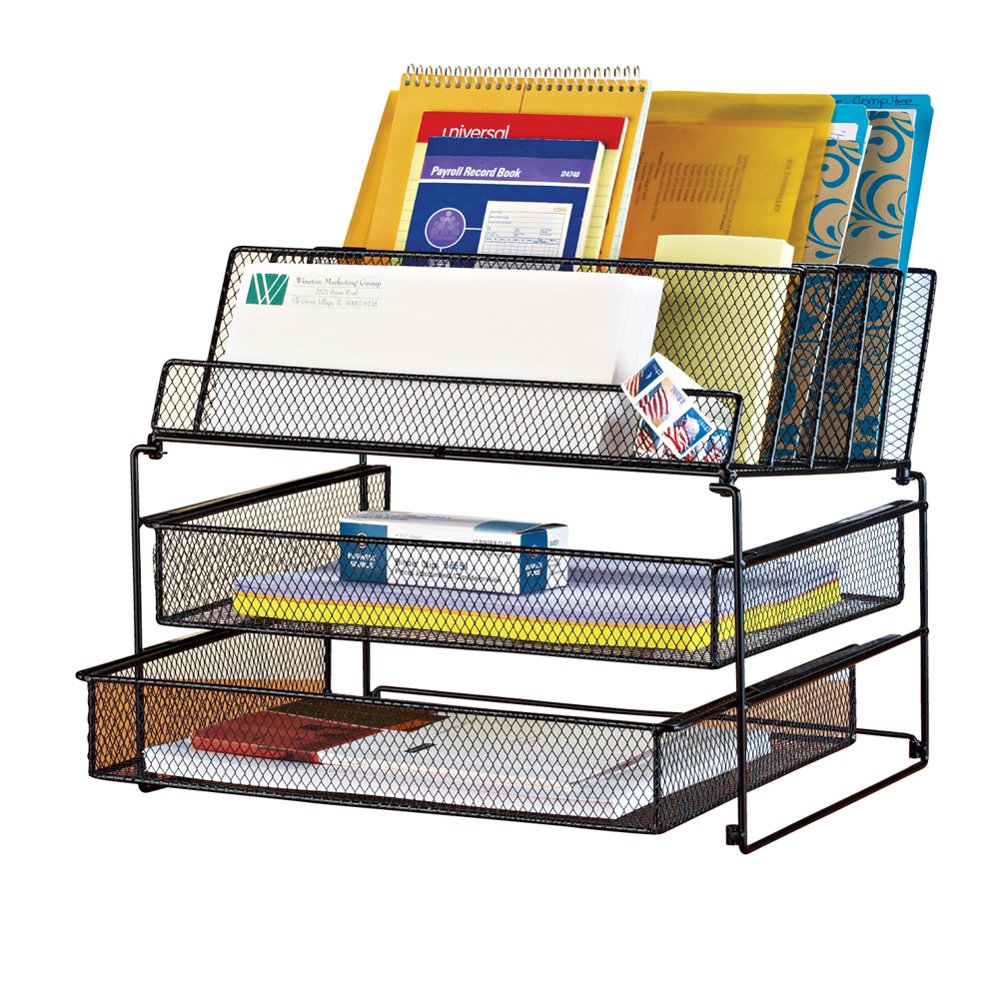 Mesh Desktop File Organizer, Black, File Organizer