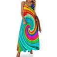 thumbnail image 1 of Vestido arcoíris abstracto con forma de onda líquida, vestido largo de fiesta, ropa de calle, bohemio, para playa, verano, cuello en V, vestido de gran tamaño, 1 of 7