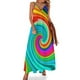 thumbnail image 1 of Vestido arcoíris abstracto con forma de onda líquida, vestido largo de fiesta, ropa de calle, bohemio, para playa, verano, cuello en V, vestido de gran tamaño, 1 of 7