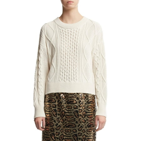 Scoop Cropped Cable Knit Sweater Women's